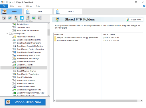 R-Wipe & Clean: Stored FTP Folders