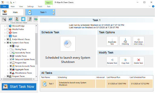 Scheduled disk cleanup task