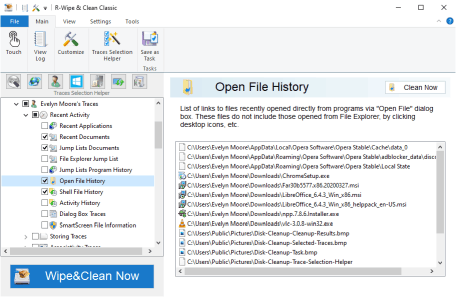 Traces of the downloaded files in the system