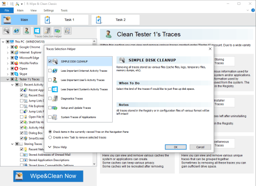 R-Wipe&Clean: Trace Selection Helper