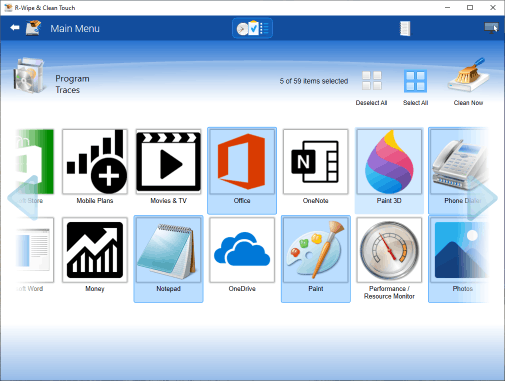 R-Wipe&Clean: Interface tactile