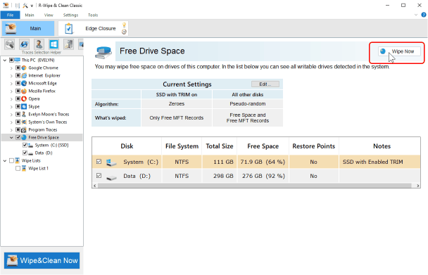 Nettoyage de l'espace libre pour les périphériques de stockage SSD et HDD